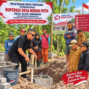 Peletakan Batu Pertama Pembangunan KOPDES Merah Putih di Desa Alusi krawain