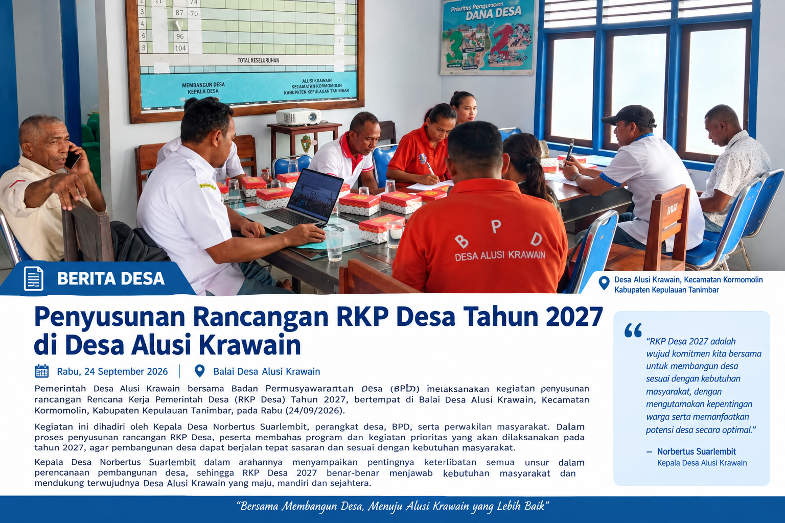Pemerintah Desa Alusi Krawain Susun Rancangan RKP Desa Tahun 2027